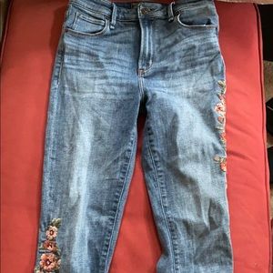 Abercrombie high rise jeans with floral design